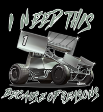 Load image into Gallery viewer, Silver sprint car saying I need this because of reasons
