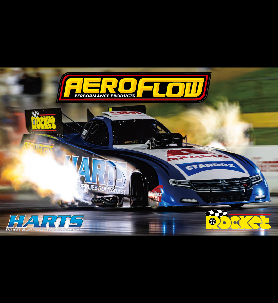 Aeroflow/ Harts - Nitro Funny Car - Blue - Banner