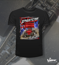 Load image into Gallery viewer, Black tee with red sprint car
